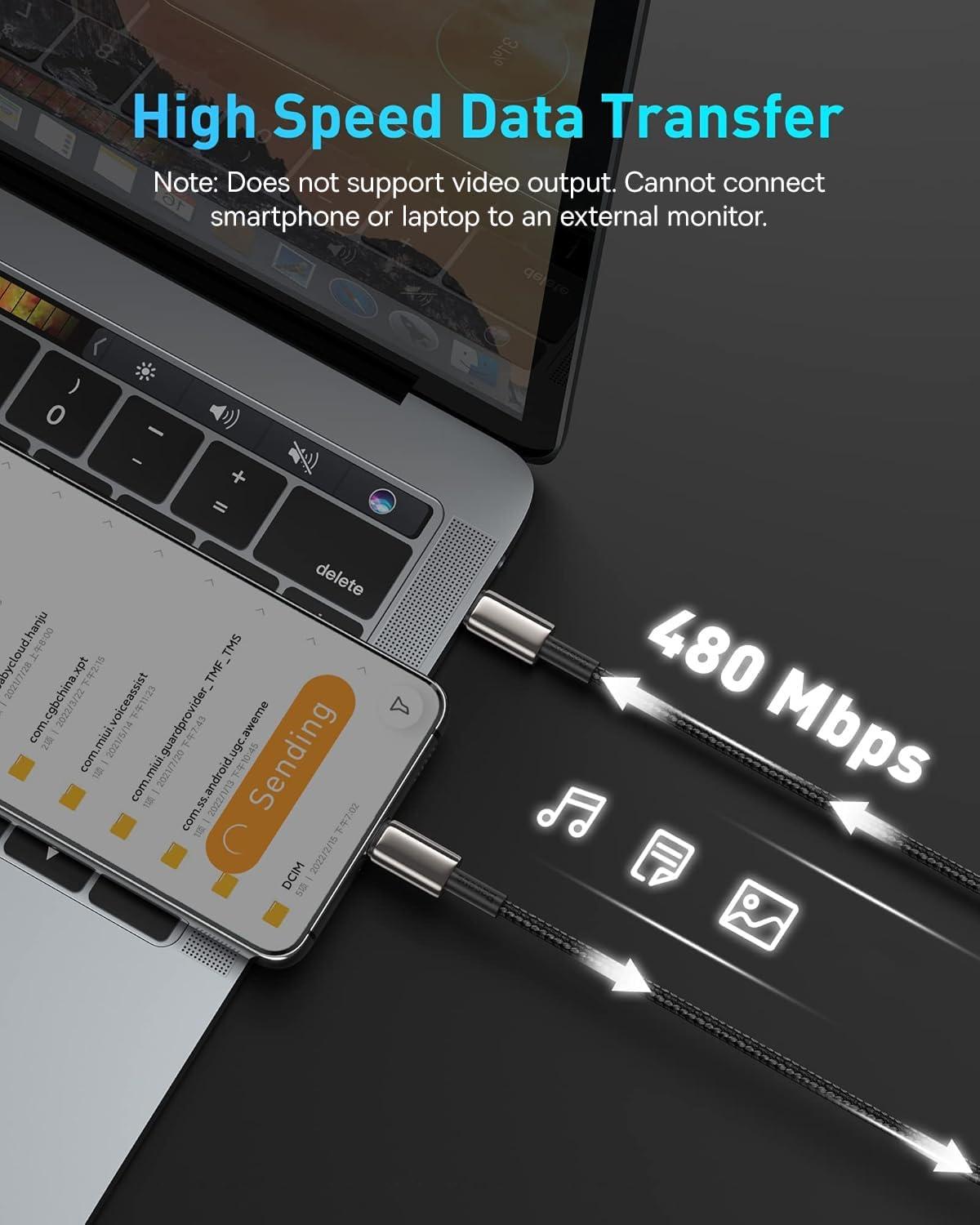 imageBaseus USB C Cable 100W PD 5A QC 40 Fast Charging USBC to USBC Cable Zinc Alloy Nylon Braided Type C Charger Cord for iPhone 17 16 Pro Plus Pro Max MacBook iPadmini Samsung S23S22Black