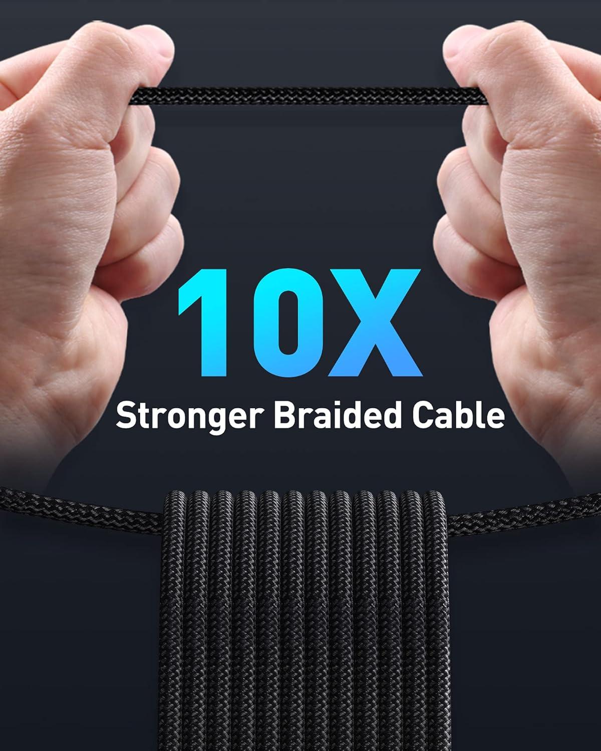 imageBaseus USB C Cable 100W PD 5A QC 40 Fast Charging USBC to USBC Cable Zinc Alloy Nylon Braided Type C Charger Cord for iPhone 17 16 Pro Plus Pro Max MacBook iPadmini Samsung S23S22Black