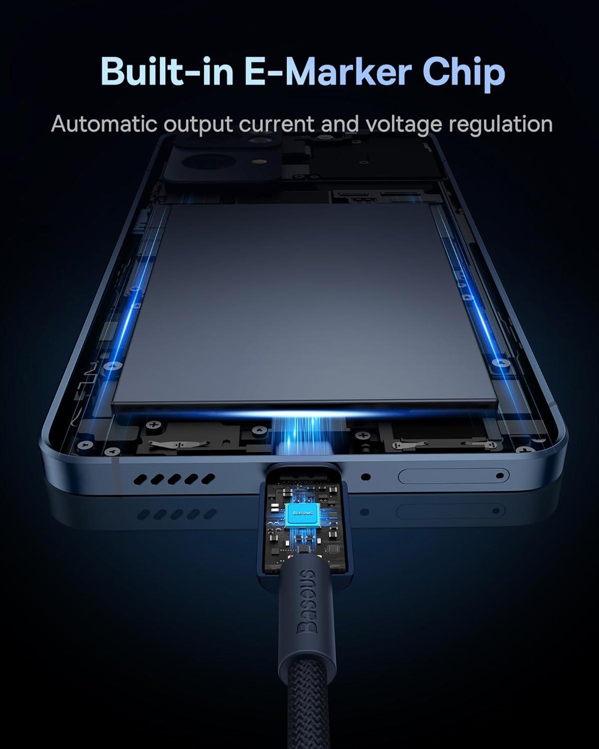 imageBaseus USB C Cable 100W PD 5A QC 40 Fast Charging USBC to USBC Cable Zinc Alloy Nylon Braided Type C Charger Cord for iPhone 17 16 Pro Plus Pro Max MacBook iPadmini Samsung S23S22Blue