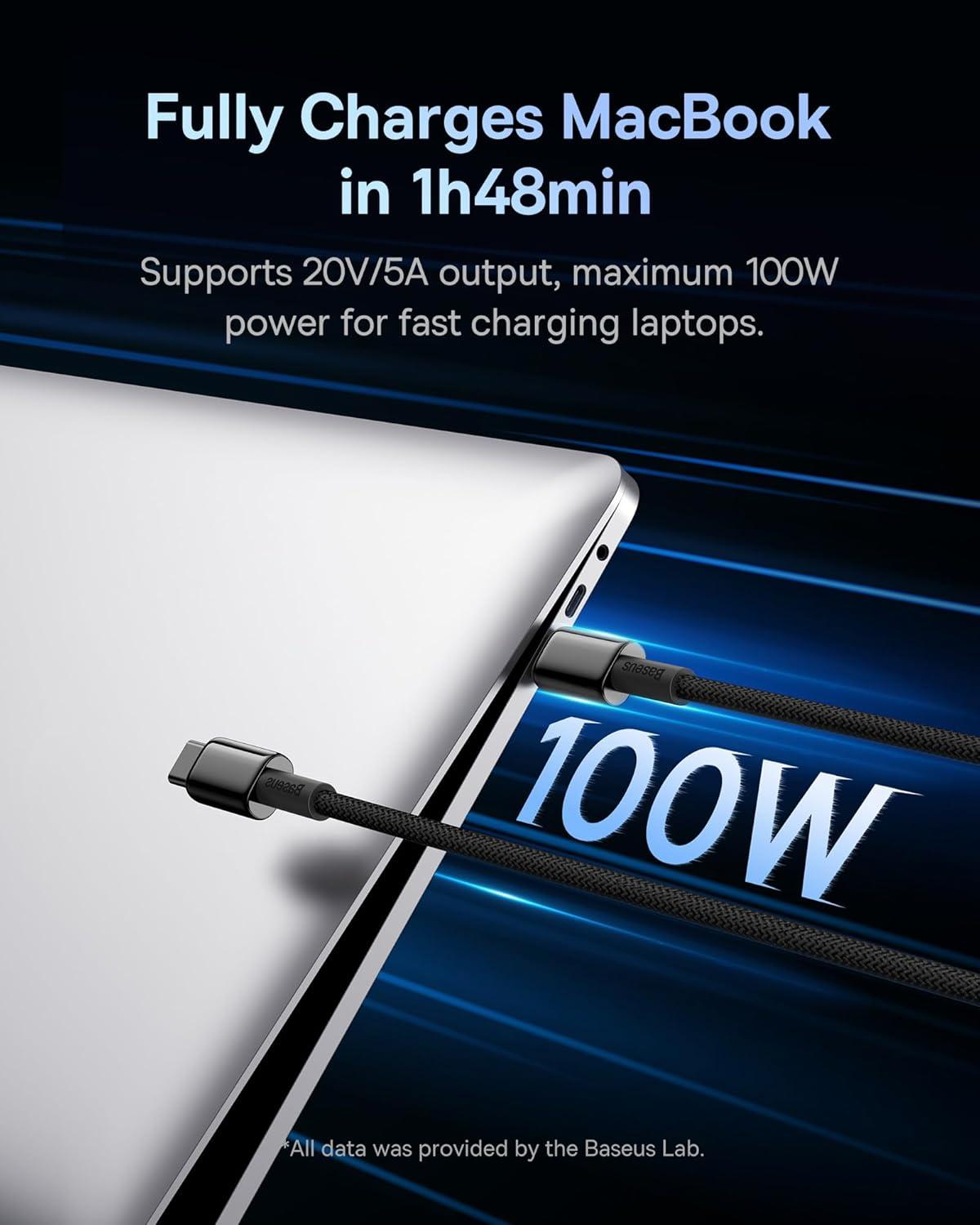 imageBaseus USB C Cable 100W PD 5A QC 40 Fast Charging USBC to USBC Cable Zinc Alloy Nylon Braided Type C Charger Cord for iPhone 17 16 Pro Plus Pro Max MacBook iPadmini Samsung S23S22Black