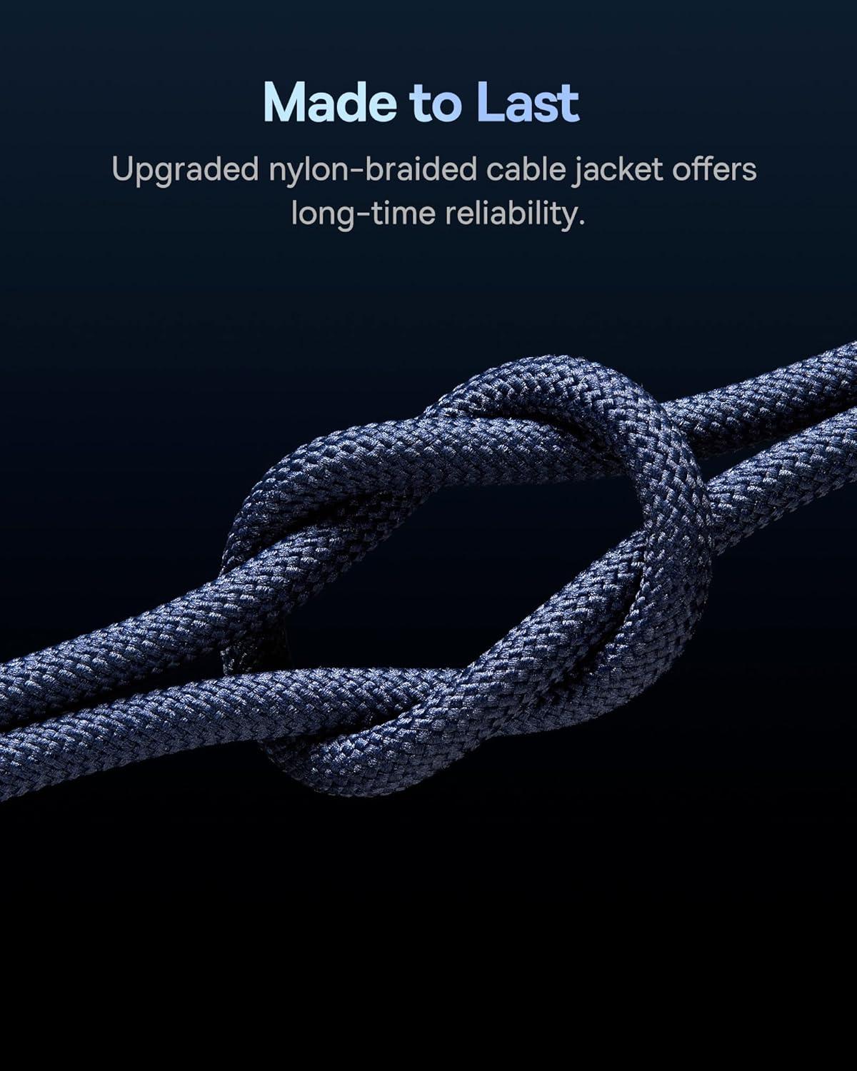 imageBaseus USB C Cable 100W PD 5A QC 40 Fast Charging USBC to USBC Cable Zinc Alloy Nylon Braided Type C Charger Cord for iPhone 17 16 Pro Plus Pro Max MacBook iPadmini Samsung S23S22Blue