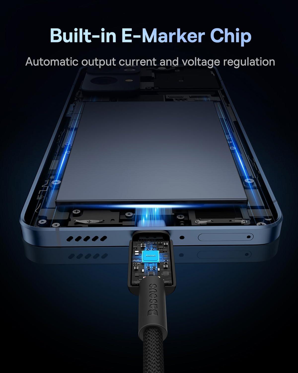 imageBaseus USB C Cable 100W PD 5A QC 40 Fast Charging USBC to USBC Cable Zinc Alloy Nylon Braided Type C Charger Cord for iPhone 17 16 Pro Plus Pro Max MacBook iPadmini Samsung S23S22Black