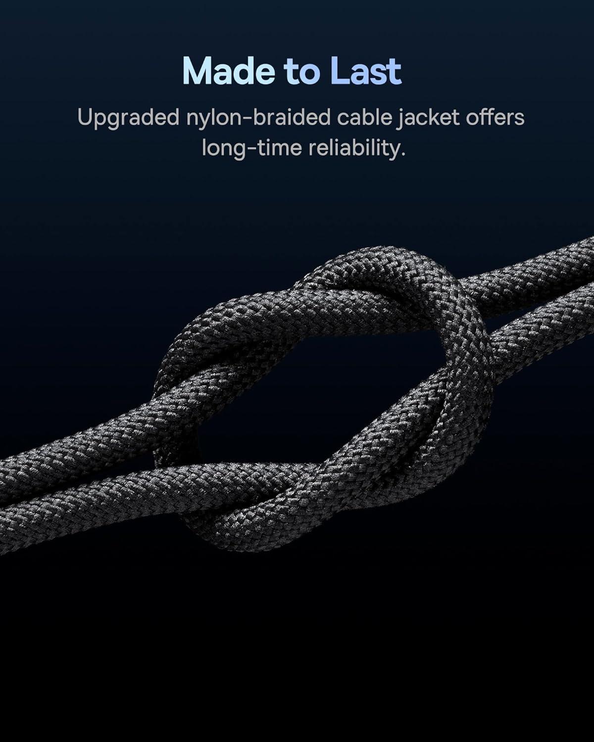 imageBaseus USB C Cable 100W PD 5A QC 40 Fast Charging USBC to USBC Cable Zinc Alloy Nylon Braided Type C Charger Cord for iPhone 17 16 Pro Plus Pro Max MacBook iPadmini Samsung S23S22Black