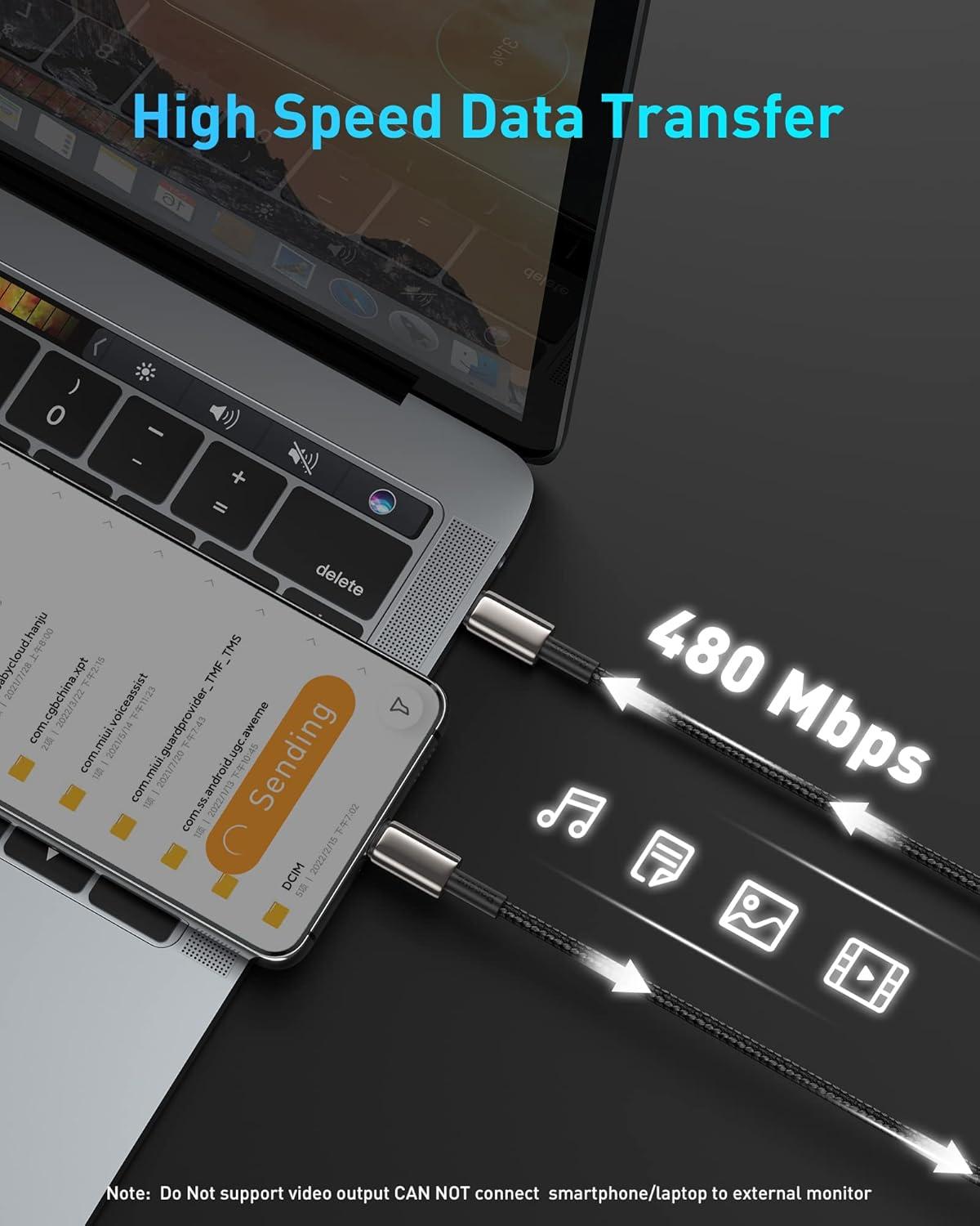 imageBaseus USB C Cable 100W PD 5A QC 40 Fast Charging USBC to USBC Cable Zinc Alloy Nylon Braided Type C Charger Cord for iPhone 17 16 Pro Plus Pro Max MacBook iPadmini Samsung S23S22Black