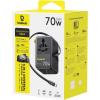 imageBaseus 70W Universal Travel Adapter with Retractable Cable 6in1 International Plug Adapter USBC PD Fast Charging Worldwide Wall Charger for USAEUUKAUS and Over 200 Countries  Enercore CG1170WBlack