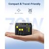 imageBaseus 70W Universal Travel Adapter with Retractable Cable 6in1 International Plug Adapter USBC PD Fast Charging Worldwide Wall Charger for USAEUUKAUS and Over 200 Countries  Enercore CG1170WBlack
