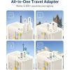 imageBaseus 70W Universal Travel Adapter with Retractable Cable 6in1 International Plug Adapter USBC PD Fast Charging Worldwide Wall Charger for USAEUUKAUS and Over 200 Countries  Enercore CG1170WOff White