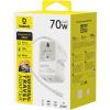 imageBaseus 70W Universal Travel Adapter with Retractable Cable 6in1 International Plug Adapter USBC PD Fast Charging Worldwide Wall Charger for USAEUUKAUS and Over 200 Countries  Enercore CG1170WOff White