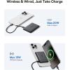 imageBaseus Picogo Power Bank Smallest 5000mAh Magnetic Portable Charger with Stand Qi2 Certified 15W UltraMini MagSafe Battery Pack Alloy Wireless Travel Fast Charger for iPhone 1716 SeriesGreyBlack
