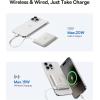 imageBaseus Picogo Power Bank Smallest 5000mAh Magnetic Portable Charger with Stand Qi2 Certified 15W UltraMini MagSafe Battery Pack Alloy Wireless Travel Fast Charger for iPhone 1716 SeriesGreyNatural Titanium