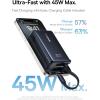 imageBaseus Power Bank Picogo 10000mAh 45W 3Output Portable Charger with Builtin USBC Cable PPSPD QC Fast Charging External Battery Pack for iPhone 1716151413 Samsung S25S24 MacBook Pro iPadBlack