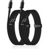 imageBaseus USB C Cable 100W PD 5A QC 40 Fast Charging USBC to USBC Cable Zinc Alloy Nylon Braided Type C Charger Cord for iPhone 17 16 Pro Plus Pro Max MacBook iPadmini Samsung S23S22Black