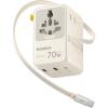 imageBaseus 70W Universal Travel Adapter with Retractable Cable 6in1 International Plug Adapter USBC PD Fast Charging Worldwide Wall Charger for USAEUUKAUS and Over 200 Countries  Enercore CG1170WOff White