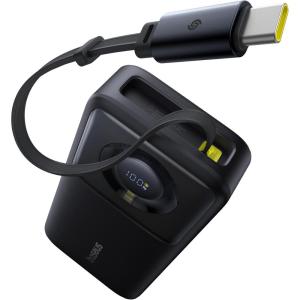 imageBaseus 65W Power Bank 20000mAh Laptop Portable Charger Builtin Retractable USB C Cable Fast Charging Battery Pack for Steam Deck MacBook Pro iPad iPhone 1615 Series Samsung S23 S22 Black