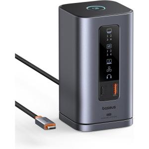 imageBaseus Docking Station SpacemateWin 11 in 1 Triple Display 4K HDMI and DP 10Gbps USB AC Ports Gigabit Ethernet 100W PD Audio Laptop Docking Station for WindowsDellHPLenovoAsusAcerMac3 Monitors for Windows