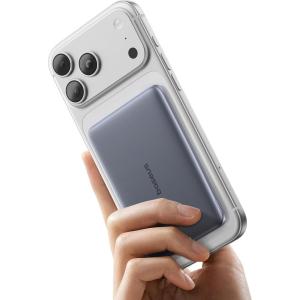 imageBaseus Picogo Power Bank 03quot Ultra Slim 5000mAh MagSafe Portable Charger CardSize Magnetic Battery Pack with USBC Braided Cable Alloy Wireless Charger for iPhone 17 Pro Max17 Air1615141312Space Grey