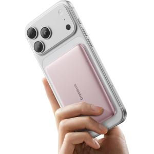 imageBaseus Picogo Power Bank 03quot Ultra Slim 5000mAh MagSafe Portable Charger CardSize Magnetic Battery Pack with USBC Braided Cable Alloy Wireless Charger for iPhone 17 Pro Max17 Air1615141312Rose Pink
