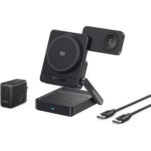 imageBaseus Picogo Qi22 25W 3in1 Charging Station Foldable Magnetic Wireless Charger for Travel MagsafeCompitable Charger Stand for iPhone 1716 AirPods Apple Watch 45W Adapter ampamp Cable IncludedQi22 25W