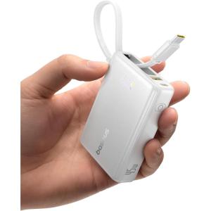 imageBaseus Power Bank Picogo 10000mAh 45W 3Output Portable Charger with Builtin USBC Cable PPSPD QC Fast Charging External Battery Pack for iPhone 1716151413 Samsung S25S24 MacBook Pro iPadWhite