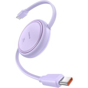imageBaseus USB C to USB C Cable 100W Retractable USB C 5A Fast Charging Cable 4Stage Length Preset USB Type C Charger Cord for iPhone 17 16 Pro Plus Pro Max MacBook iPad Samsung S24S23 33ftPurple