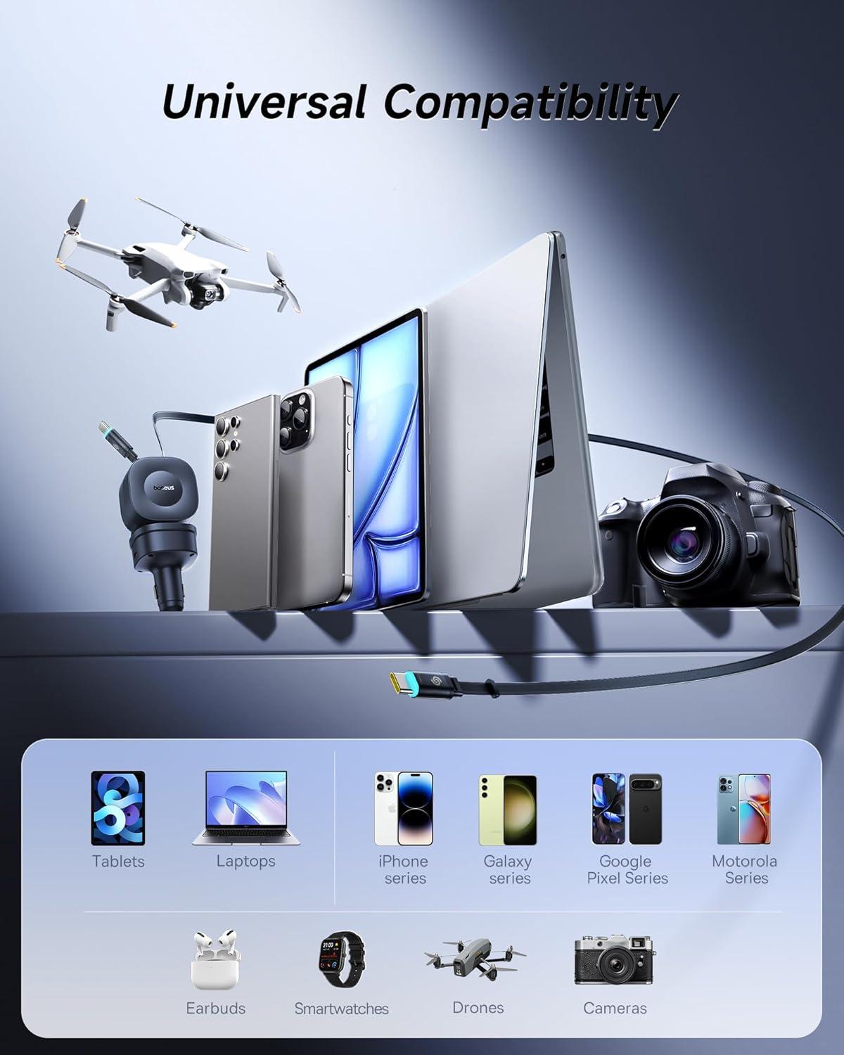 image1525W USB C Car Charger Baseus Super Fast Charging 3 Ports Car Charger PD30 QC40 Ultra Compact RGB Fast Type C Car PhoneCharger Adapter for iPhone 17 16 15 14 Pro Max Samsung S24 MacBook iPad240W