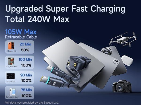 image1525W USB C Car Charger Baseus Super Fast Charging 3 Ports Car Charger PD30 QC40 Ultra Compact RGB Fast Type C Car PhoneCharger Adapter for iPhone 17 16 15 14 Pro Max Samsung S24 MacBook iPad240W