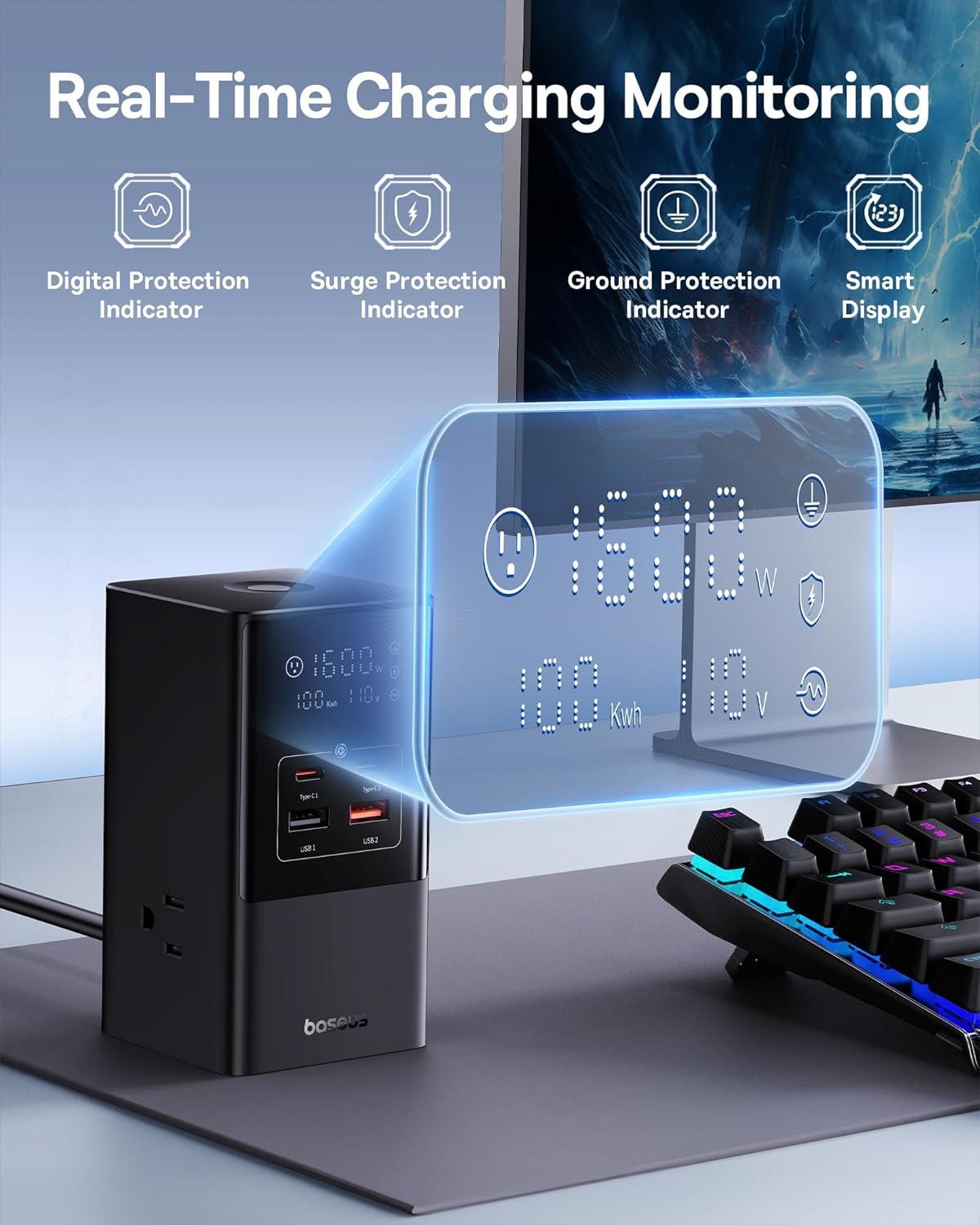 imageBaseus 10in1 USB C Charging Station 35W PowerCombo Fast Charging Power Strip with 6AC2U2C USB USB C Charging Station for Desktop Accessories MacBook Tablets in Office Home and Dorm100W