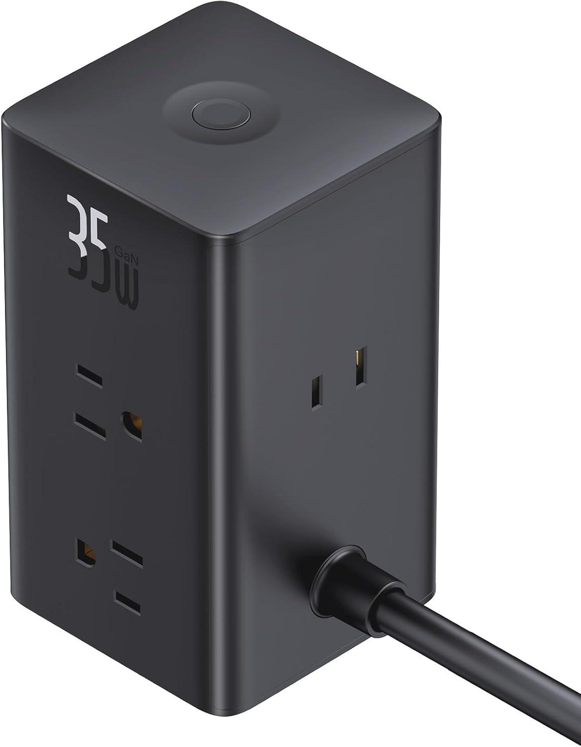 imageBaseus 10in1 USB C Charging Station 35W PowerCombo Fast Charging Power Strip with 6AC2U2C USB USB C Charging Station for Desktop Accessories MacBook Tablets in Office Home and Dorm35W