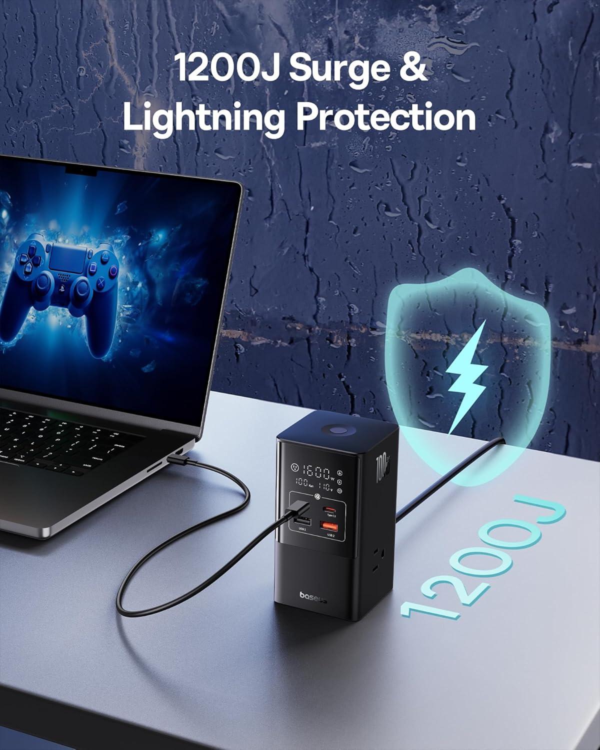 imageBaseus 10in1 USB C Charging Station 35W PowerCombo Fast Charging Power Strip with 6AC2U2C USB USB C Charging Station for Desktop Accessories MacBook Tablets in Office Home and Dorm100W