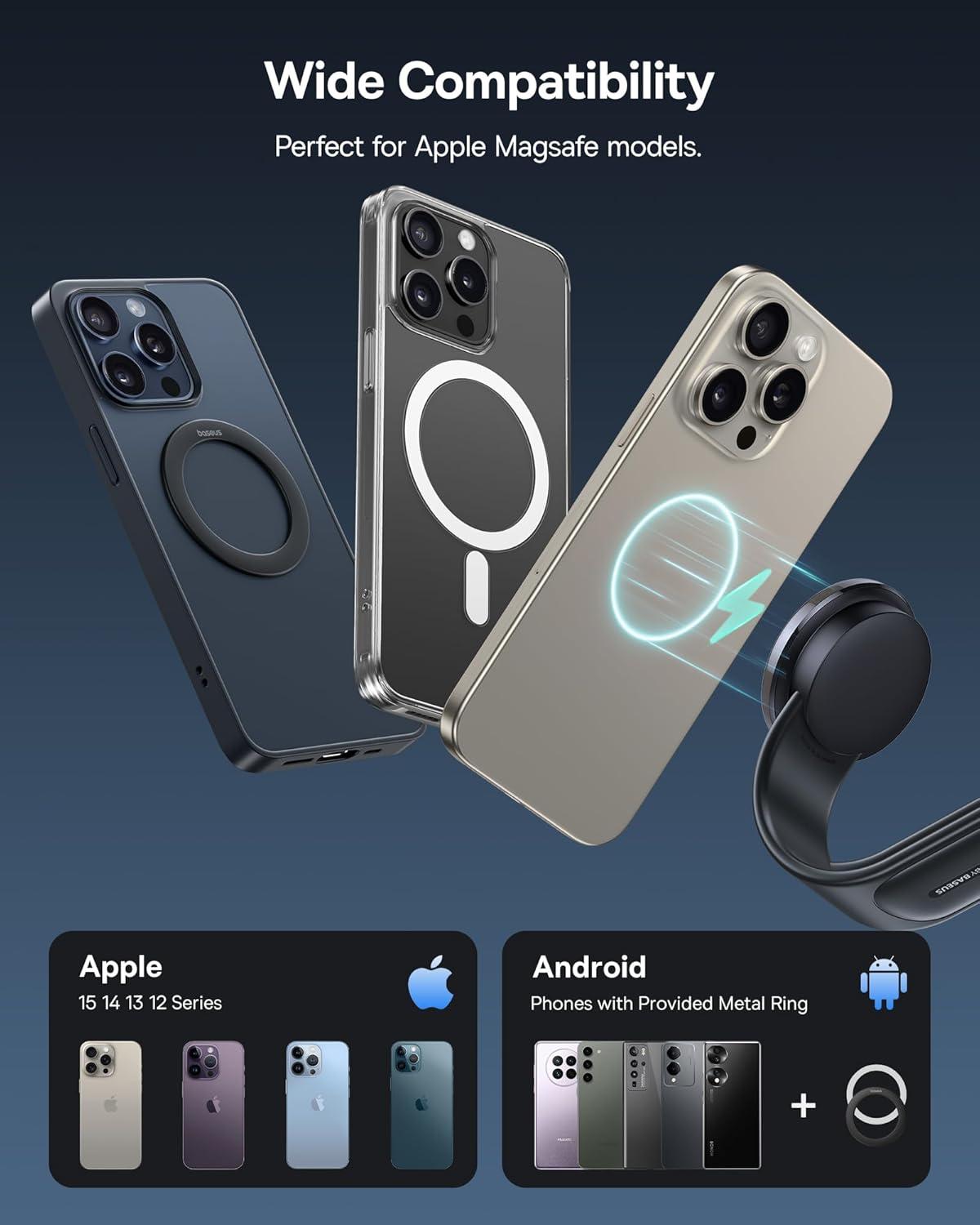 imageBaseus 15W for MagSafe Car Mount Charger Magnetic Wireless Fast Charging Bendable Memory Titanium Alloy Car Charger Phone Holder for All Dashboard Cell Phone Holder for Car ampamp for iPhone etc