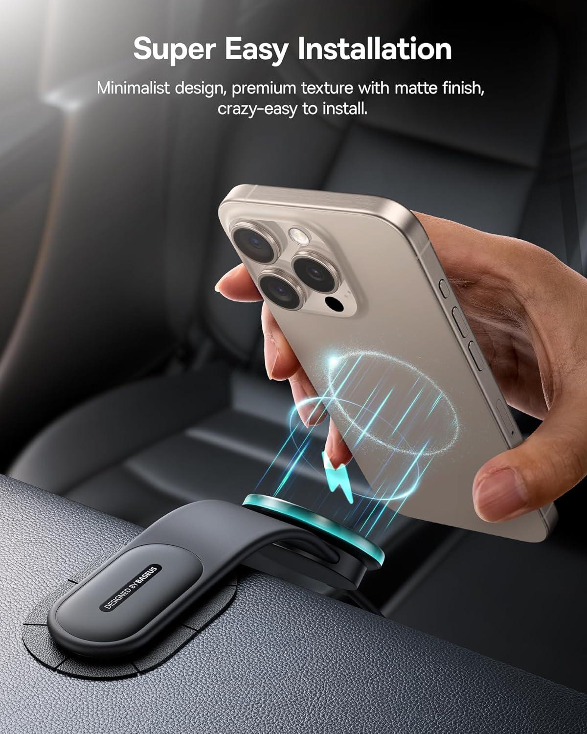 imageBaseus 15W for MagSafe Car Mount Charger Magnetic Wireless Fast Charging Bendable Memory Titanium Alloy Car Charger Phone Holder for All Dashboard Cell Phone Holder for Car ampamp for iPhone etc