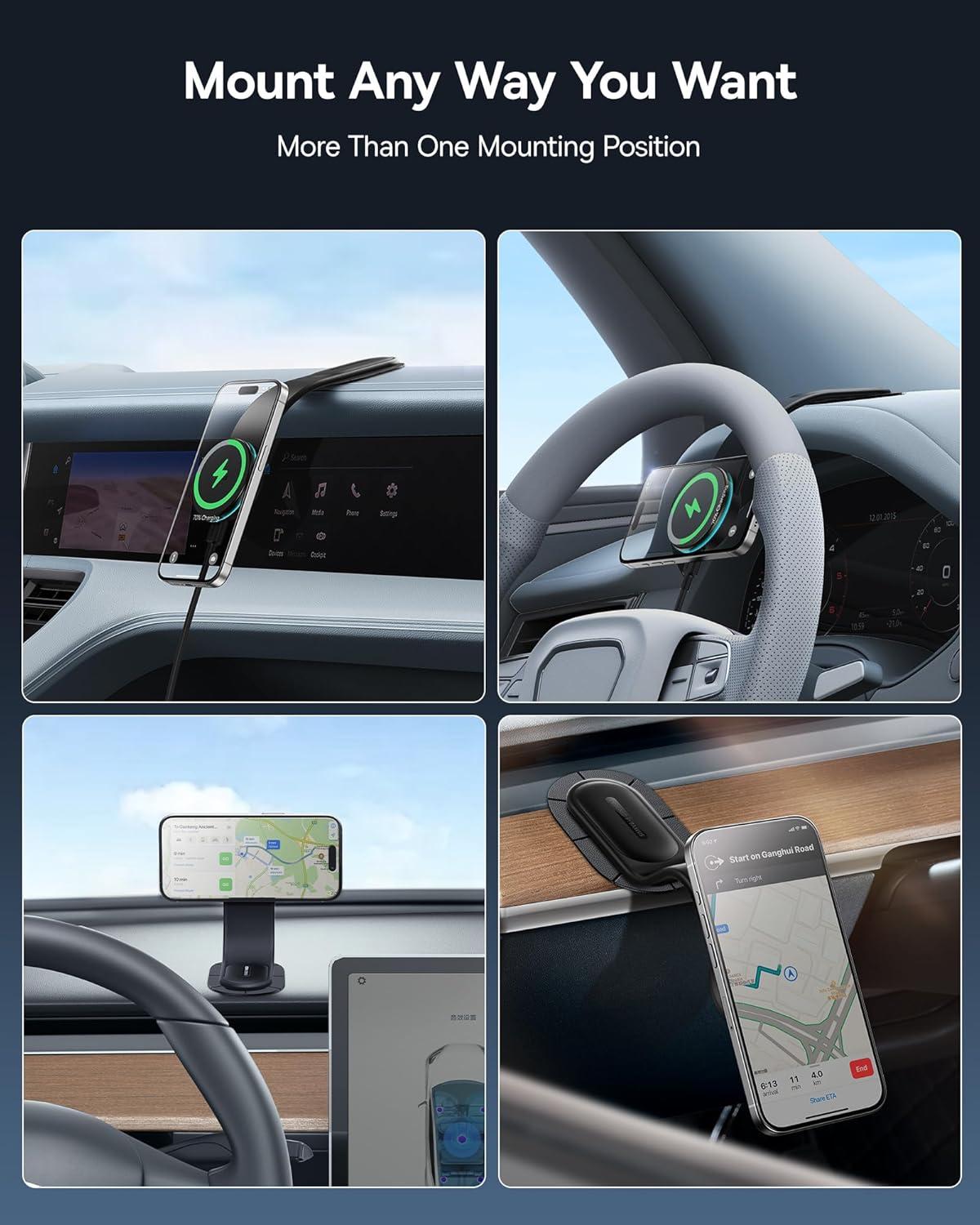 imageBaseus 15W for MagSafe Car Mount Charger Magnetic Wireless Fast Charging Bendable Memory Titanium Alloy Car Charger Phone Holder for All Dashboard Cell Phone Holder for Car ampamp for iPhone etc