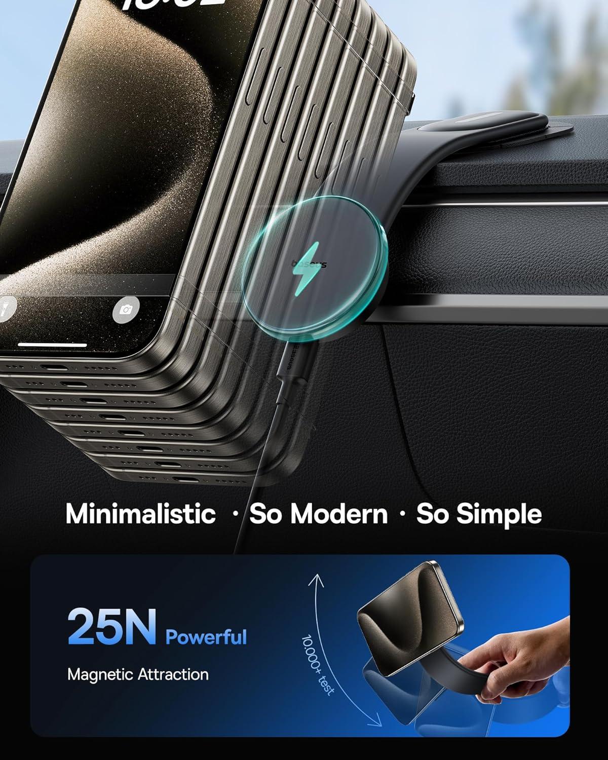 imageBaseus 15W for MagSafe Car Mount Charger Magnetic Wireless Fast Charging Bendable Memory Titanium Alloy Car Charger Phone Holder for All Dashboard Cell Phone Holder for Car ampamp for iPhone etc
