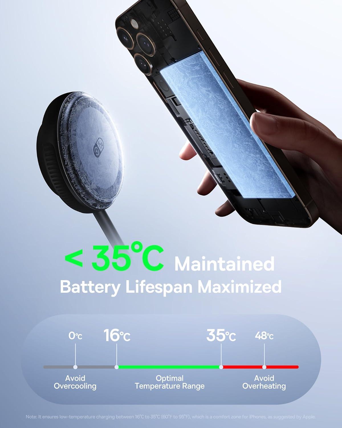 imageBaseus 3 in 1 Wireless Charger Stand Qi2 15W Magnetic Charging Station with TEC Cooling MagSafeCompatible iPhone Charger for iPhone1217 Series Apple Watch AirPods  45W Adapter IncludedQi2 15W