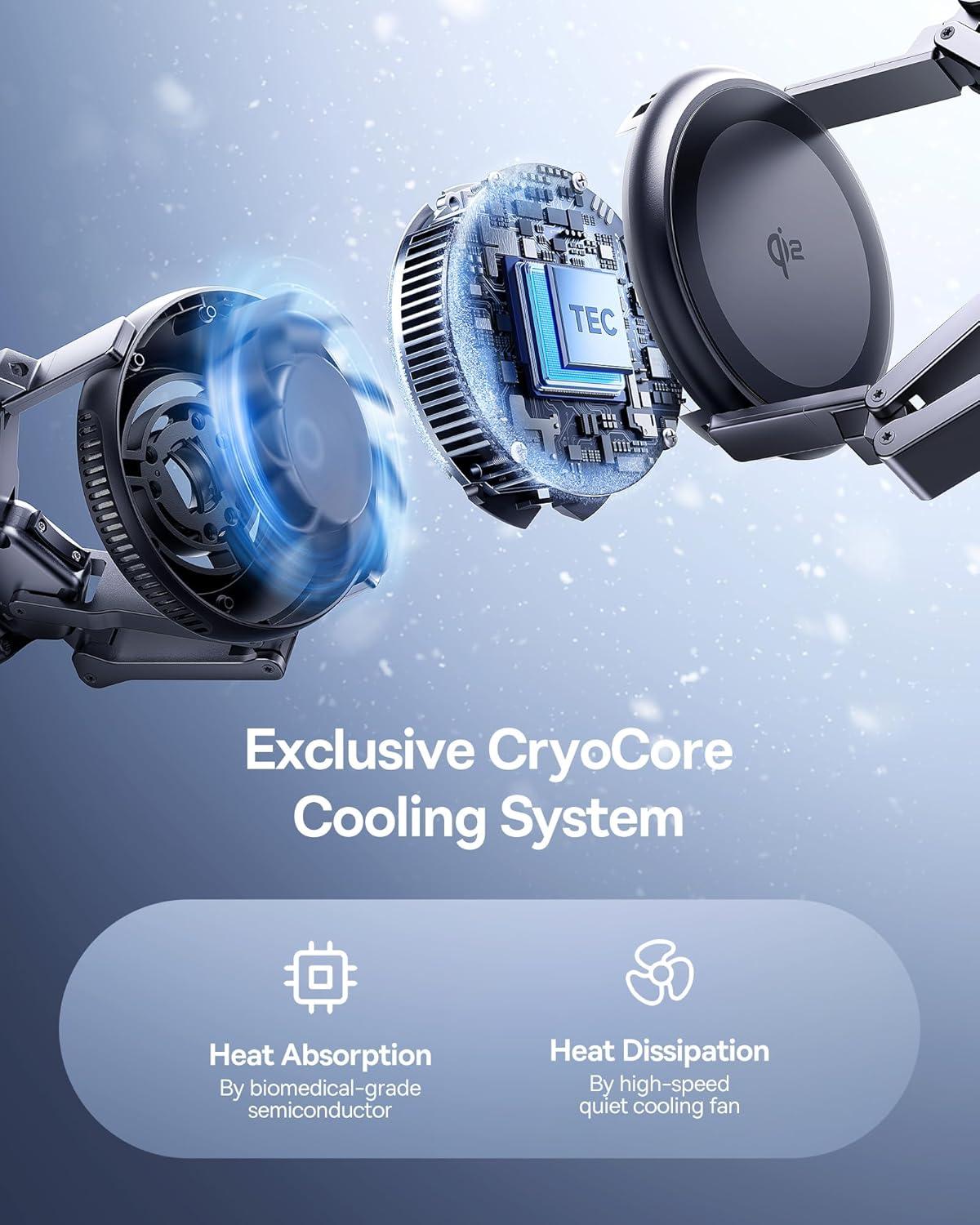 imageBaseus 3 in 1 Wireless Charger Stand Qi2 15W Magnetic Charging Station with TEC Cooling MagSafeCompatible iPhone Charger for iPhone1217 Series Apple Watch AirPods  45W Adapter IncludedQi2 15W