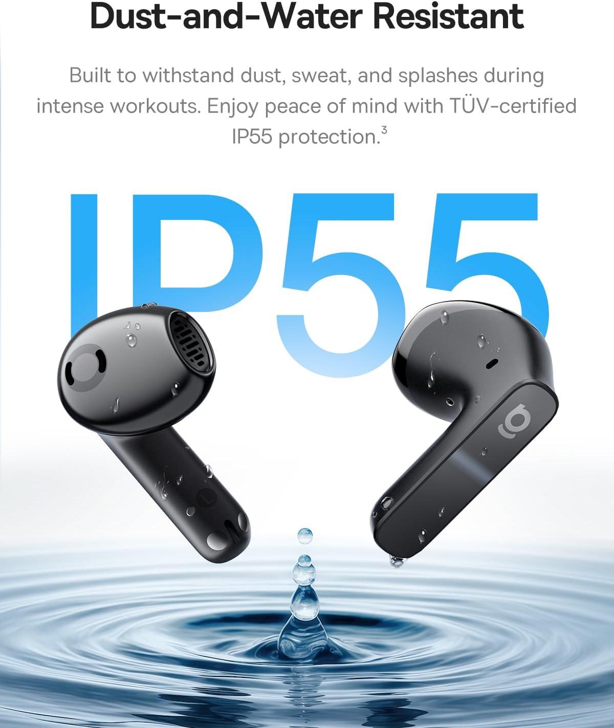 imageBaseus BS1 NC SemiinEar True Wireless Noise Cancelling Earbuds with Adaptive Hybrid ANC HiRes Audio LDAC 40H Playtime 4g UltraLightweight Fit 6Mic AI Clear Call Bluetooth 60 BlackBlack