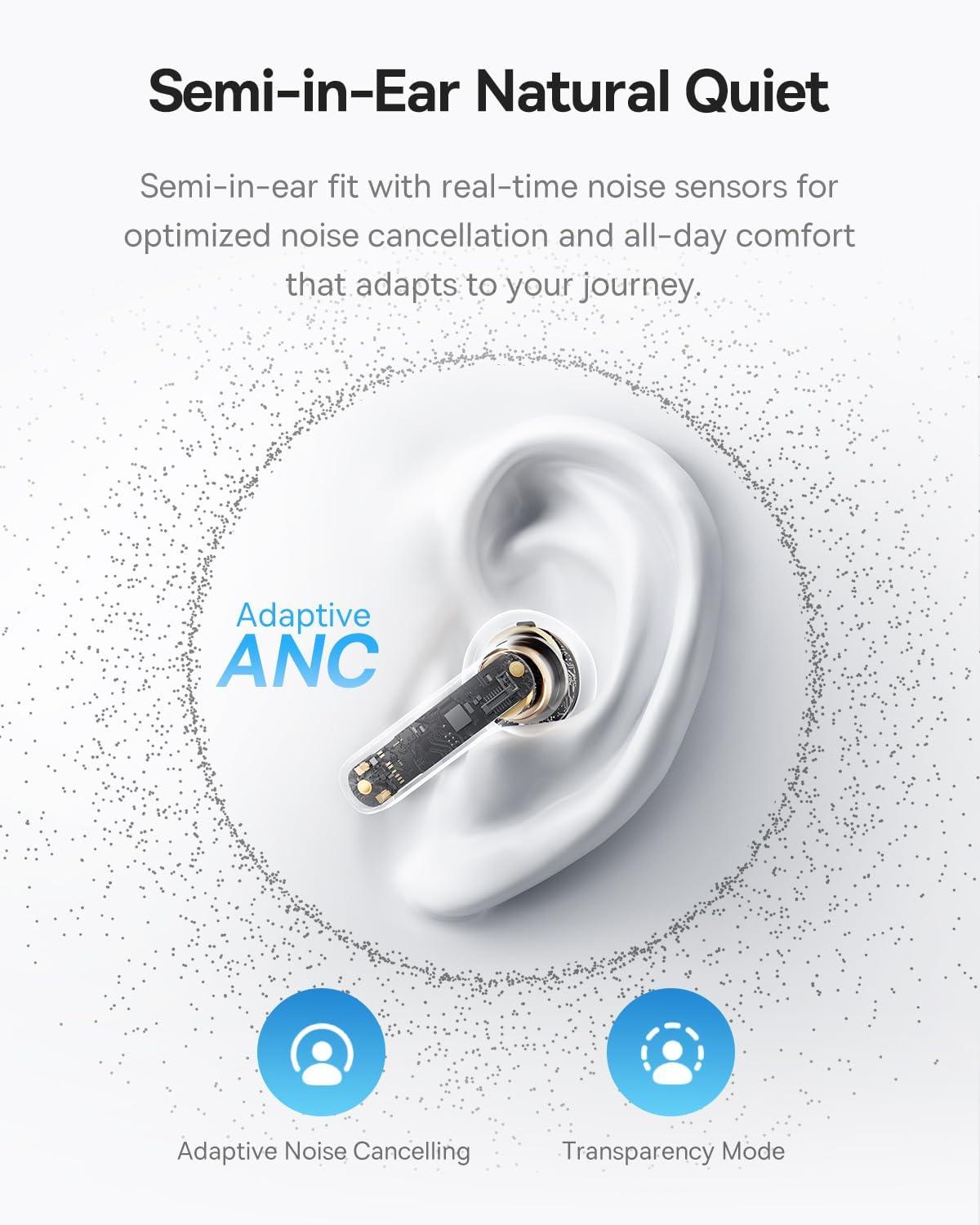 imageBaseus BS1 NC SemiinEar True Wireless Noise Cancelling Earbuds with Adaptive Hybrid ANC HiRes Audio LDAC 40H Playtime 4g UltraLightweight Fit 6Mic AI Clear Call Bluetooth 60 BlackBlack