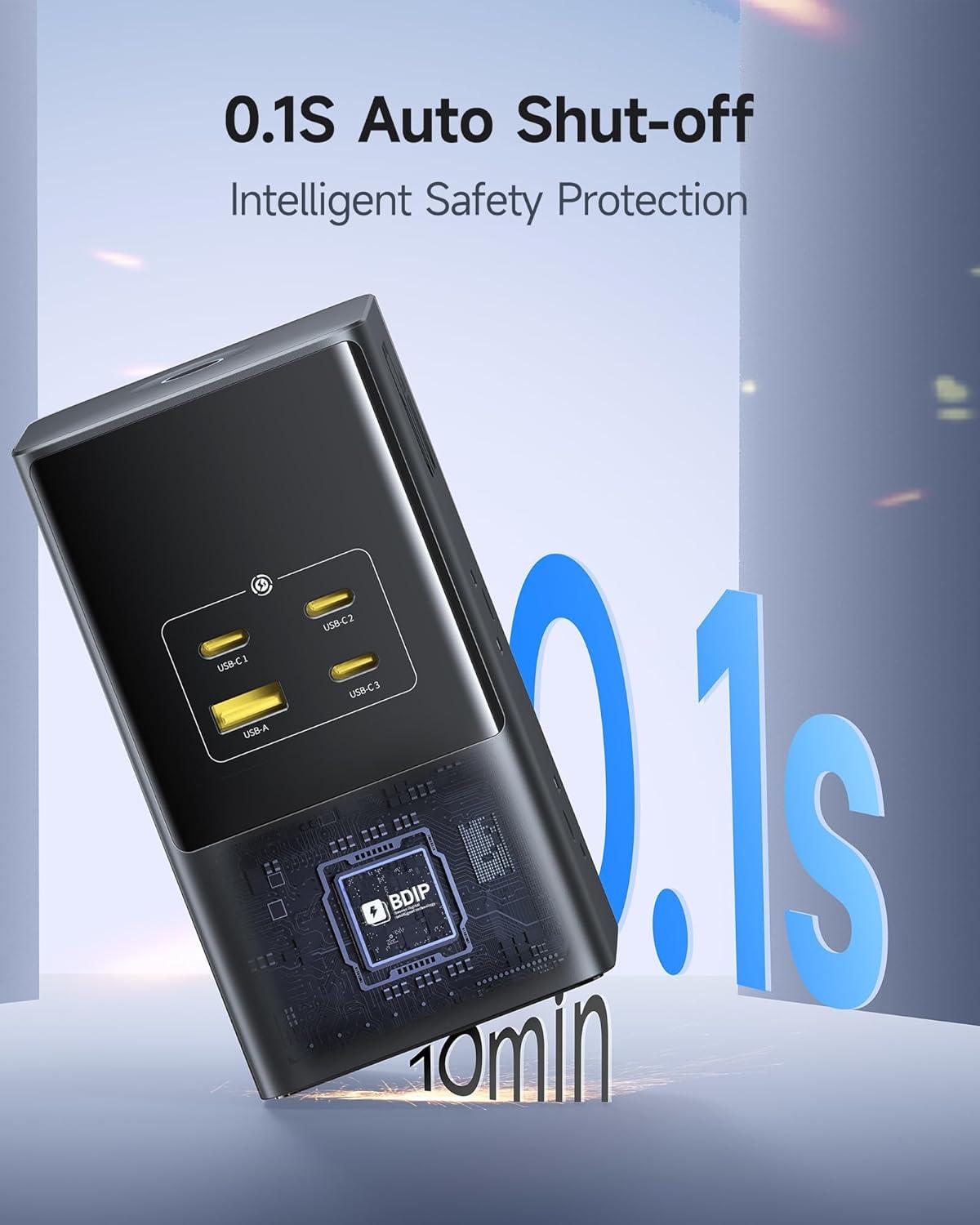 imageBaseus Charging Station 67W 10in1 USBC PD Fast Charging Desktop Charger with 1200J Surge Protection 5ft Extension Cord 6 AC 3 USBC 1 USBA Ports for iPhone 1615 MacBook Tablet Desktop67W