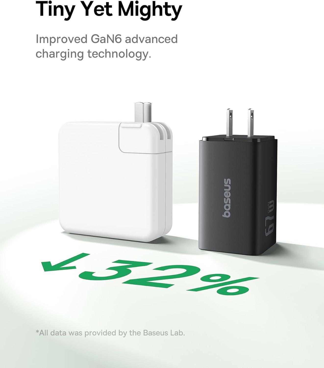 imageBaseus Charging Station 67W 5 in 1 Detachable Travel Power Strip USB C Fast Charger 5ft Flat Extension Cord with 2 AC Outlets Portable Charger for MacBook Pro iPhone Cruise Travel Essentials67W