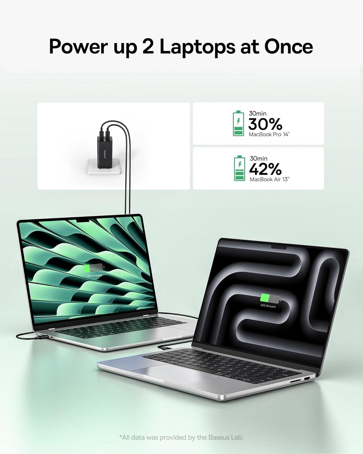 imageBaseus Charging Station 67W 5 in 1 Detachable Travel Power Strip USB C Fast Charger 5ft Flat Extension Cord with 2 AC Outlets Portable Charger for MacBook Pro iPhone Cruise Travel Essentials100W