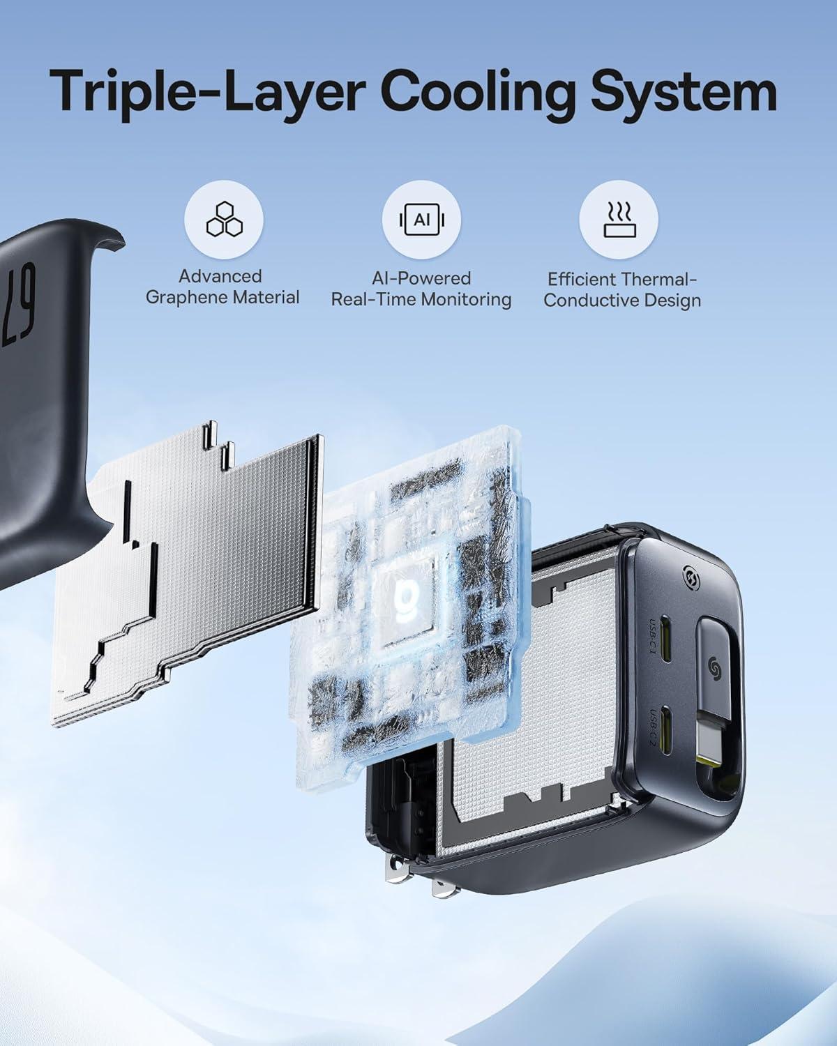 imageBaseus Enercore CJ11 Retractable USB C Charger 67W 3 in 1 Fast Charging Block with Foldable Plug PDPPS for Galaxy S25iPhone 171615 SeriesMacBook AirAirpods 467W