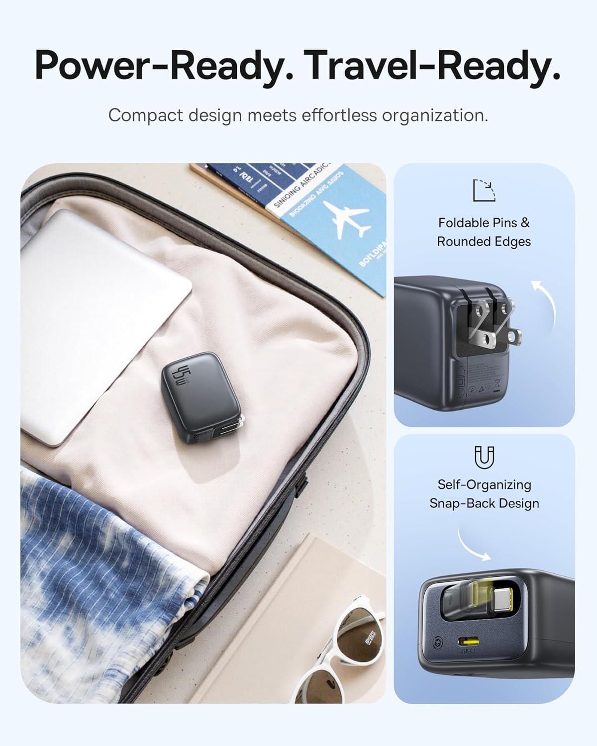 imageBaseus Enercore CJ11 Retractable USB C Charger 67W 3 in 1 Fast Charging Block with Foldable Plug PDPPS for Galaxy S25iPhone 171615 SeriesMacBook AirAirpods 445W