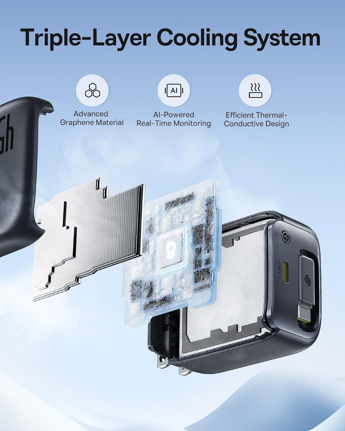 imageBaseus Enercore CJ11 Retractable USB C Charger 67W 3 in 1 Fast Charging Block with Foldable Plug PDPPS for Galaxy S25iPhone 171615 SeriesMacBook AirAirpods 445W