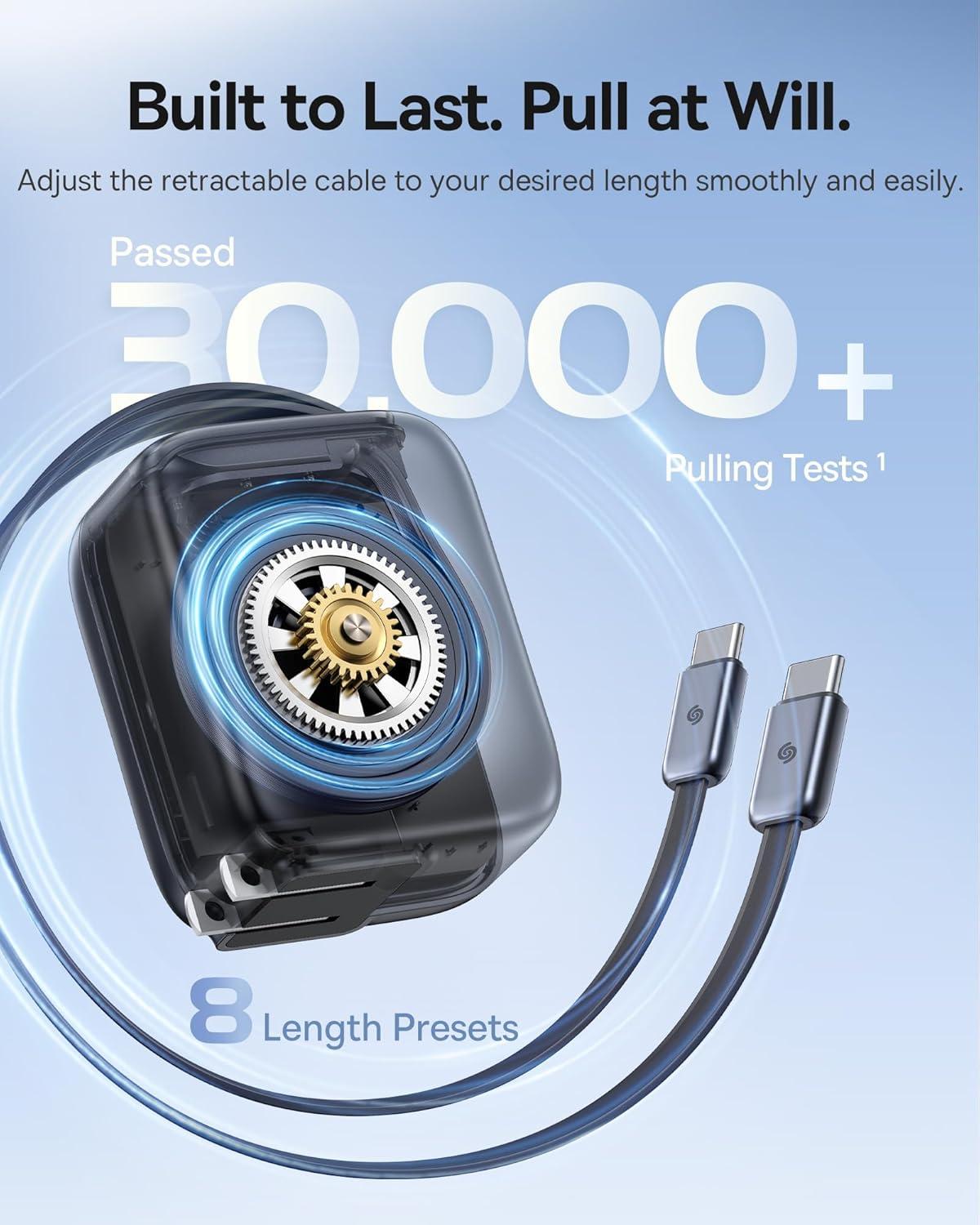 imageBaseus Enercore CJ11 Retractable USB C Charger 67W 3 in 1 Fast Charging Block with Foldable Plug PDPPS for Galaxy S25iPhone 171615 SeriesMacBook AirAirpods 467W 2