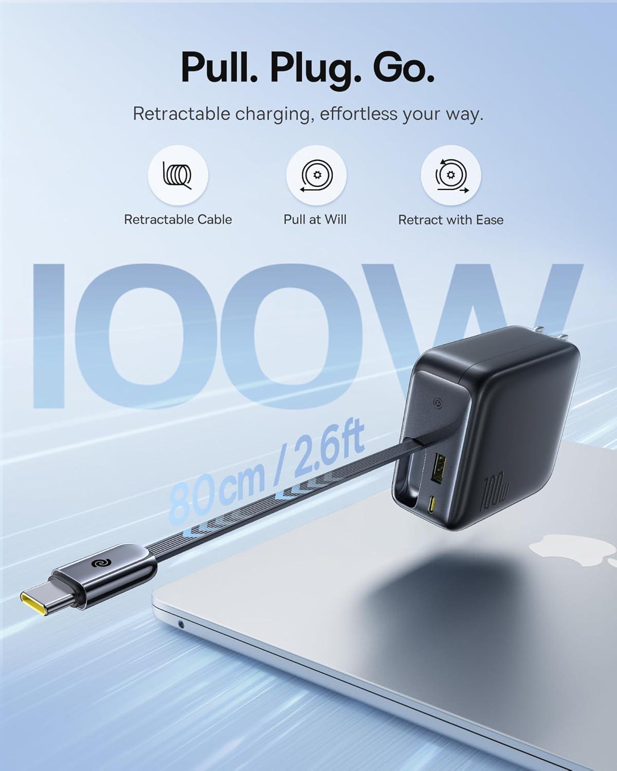 imageBaseus Enercore CJ11 Retractable USB C Charger 67W 3 in 1 Fast Charging Block with Foldable Plug PDPPS for Galaxy S25iPhone 171615 SeriesMacBook AirAirpods 4100W