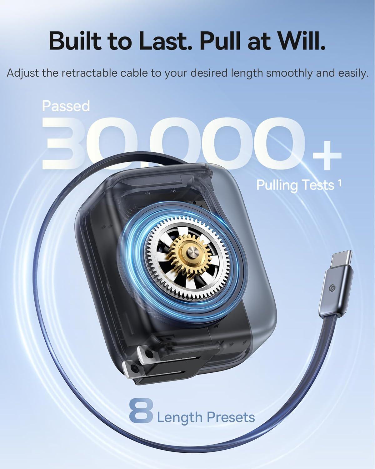 imageBaseus Enercore CJ11 Retractable USB C Charger 67W 3 in 1 Fast Charging Block with Foldable Plug PDPPS for Galaxy S25iPhone 171615 SeriesMacBook AirAirpods 467W