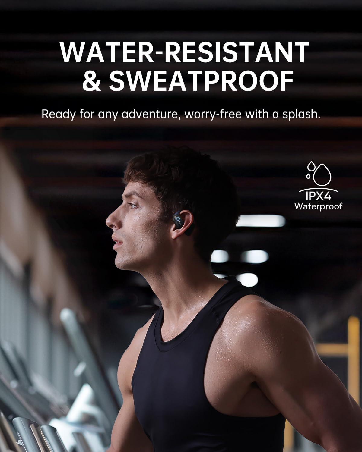 imageBaseus OpenEar Headphones HiRes Wireless Audio with LDAC Rich Bass Comfortable Silicone Cushion Design 60H Play AI Clear Calls Bluetooth 54 IPX4 OpenEar Earbuds  Bowie MF1Black