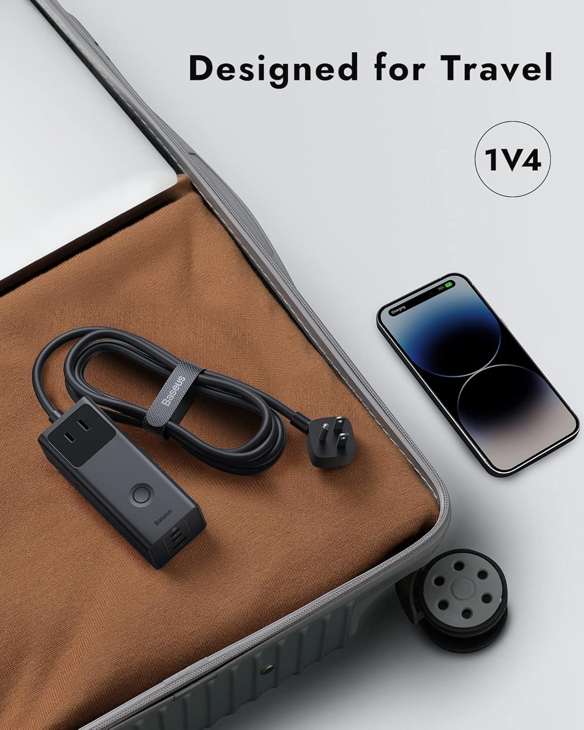 imageBaseus Power Strip Surge Protector 1200J  PD20W USB C Charger Extension Cord with 3 AC Outlets ampamp 3 USB Port Fast Charging Charging Station for Office Dorm Room HomePD40WBlack