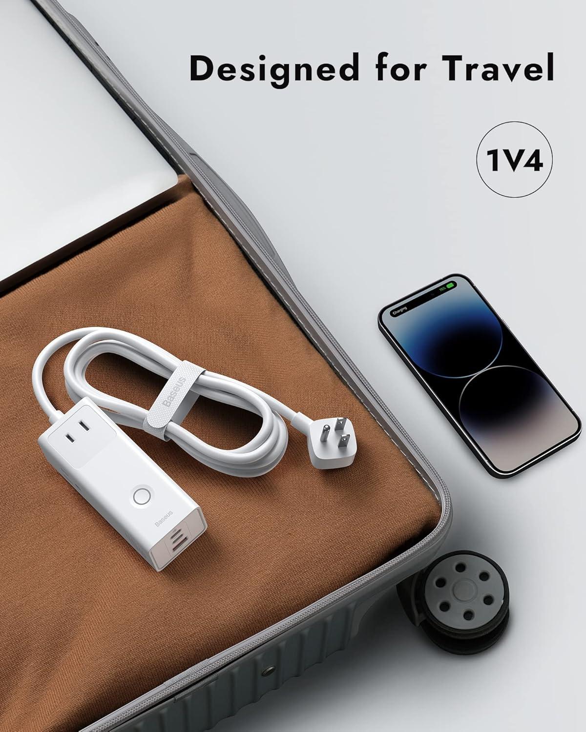 imageBaseus Power Strip Surge Protector 1200J  PD20W USB C Charger Extension Cord with 3 AC Outlets ampamp 3 USB Port Fast Charging Charging Station for Office Dorm Room HomePD40WWhite