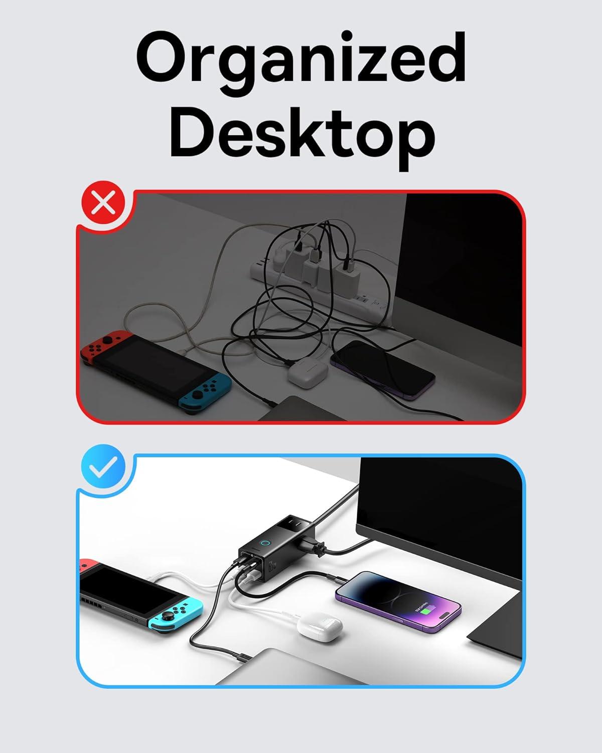 imageBaseus Power Strip Surge Protector 1200J  PD20W USB C Charger Extension Cord with 3 AC Outlets ampamp 3 USB Port Fast Charging Charging Station for Office Dorm Room HomePD65WBlack